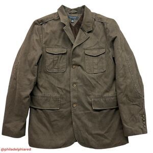 Vintage Y2K 2000’s Tommy Hilfiger green military style jacket mens Large